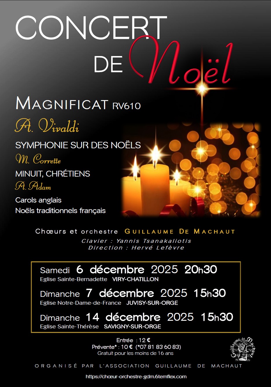 Affiche Concert de Noël 6 7 et 14 décembre 2025 Viry Juvisy Savigny